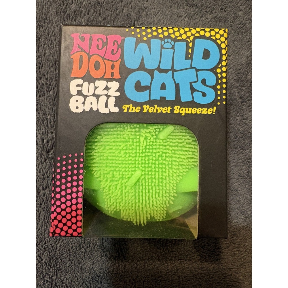 Authentic Schylling Needoh Wild Cats Fuzz Ball Velvet Squishy Toy GREEN Sprinkle